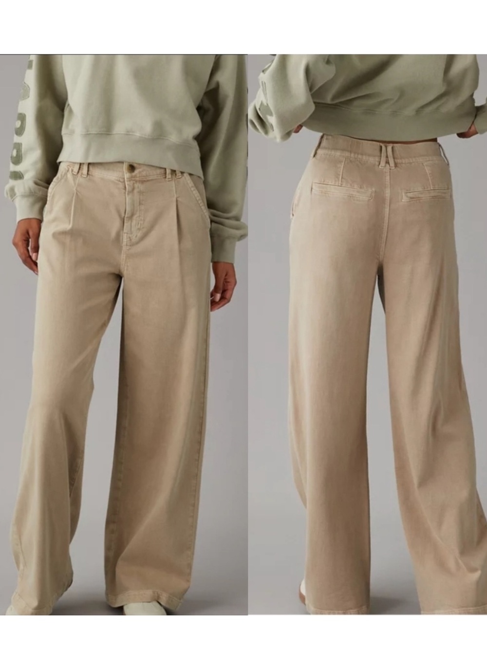 American Eagle high-rise dreamy drape khaki pants. 000. NWT.